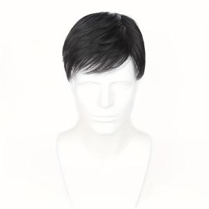 TEMU 남성용 짧은 헤어 토퍼, 세련된 얇고 통기성 좋은 헤어피스, 360° 3D 상단 헤어피스, 실제 인모발 제작