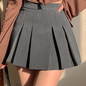 TEMU 여성용 캐주얼 커뮤터 칼리지 스타일 솔리드 컬러 플리츠 스커트