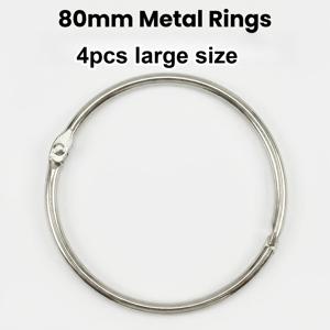 TEMU 4개 80mm/3.15인치 금속 오픈엔드 바인더링, 스테인리스 스틸 제본링, 대형 파일 정리용 링, 쉽게 열리는 키체인 링, 사무용 루스리프 바인더 패스너, 플래너 카드 정리함, 고용량 금속 링