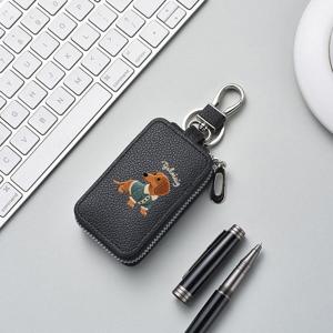 TEMU 닥스훈트 패턴 키 파우치, 비즈니스 스타일 자동차 키고리, 스타일리시하고 우아함, 여행용으로 휴대 가능, 가정 및 업무용으로 적합, 지퍼 잠금 디자인, 완벽한 선물 선택 [2D 패턴, 자수 아님]