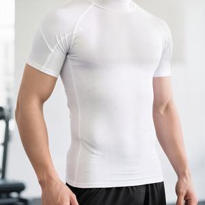 TEMU 남성용 하이넥 스포츠 반팔 티셔츠 압박 피트니스 속건성 러닝 헬스장 사이클링 골프 패셔너블 액티브웨어