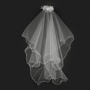 TEMU 화이트 꽃 왕관 머리띠 신부 리본 베일 헤드웨어 1개 - 처녀 송별회 파티용 헤어 리본 베일 헤어 액세서리