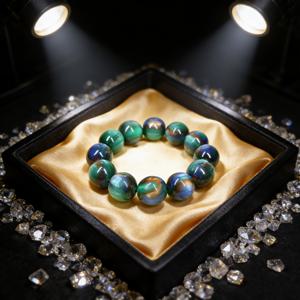 TEMU 20mm 그린 시윌로 철나무 화석 비즈 팔찌/발찌 - 스타일, 부와 품위, 평화, 행복을 상징하는 릴렉스 비즈 차량 펜던트 팔찌 발찌. 새해, 설날, 할로윈, 크리스마스, 부활절, 하누카, 추수감사절, 가족 장식에 적합. 천연석/대형 불교 기도 비즈 스트레치 팔찌 - 다목적 휴일 선물, 주얼리 액세서리