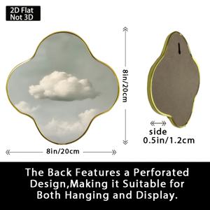 TEMU 2D 플랫, 2D 플랫, 1개, 간편 스타일 골든 프레임, 수제 모던 장식 벽걸이 아트, 구름과 산 반사 디자인, 사진 프레임, 7.8In, 거실, 침실 또는 복도 장식에 적합, 실내 사용, 탁상 장식품