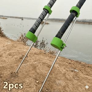 TEMU 2개 낚싯대 홀더, 낚싯대 접지 삽입, 스테인리스 스틸 + ABS 재질, 낚싯대 접지 삽입은 바다 낚싯대 및 장거리 캐스팅 낚시에 적합하며 낚시 애호가/낚시 추가 장비/낚시 도구에 매우 적합합니다.