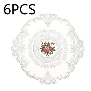 TEMU 유럽풍 빈티지 레이스 플레이스매트 4/6개 세트, 프렌치 스타일 원형 배경 천 사진 소품, 작은 식탁보 수 놓은 매트