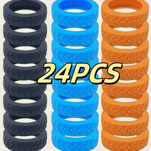 TEMU 24개 ABS+PC 바퀴 보호대, 무소음 충격 흡수 롤러 커버, 짐용 스피너 휠, 다양한 여행 가방에 적합한 내구성 있는 소프트 휠, 여행용