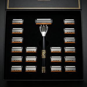 TEMU 1개 손잡이 + 12개 교체 헤드 남성용 6중날 면도기, 부드럽고 피부 친화적, 자극 없는 인체공학적 디자인 손잡이 면도 세트, 6중날 교체 가능한 면도날 헤드 + 부드러운 면도 브러쉬, 부드럽고 밀착된 면도