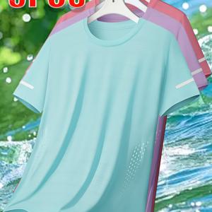 TEMU 3개 세트 커플 스타일 남녀 공용 패셔너블 트렌디 캐주얼 스포티 편안하고 통기성 좋은 반팔 티셔츠. 편안한 원단으로 제작되어 일상생활, 직장, 여행, 러닝, 레저, 피트니스, 워킹, 하이킹, 야외 활동에 적합합니다.