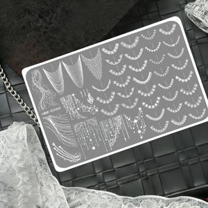 TEMU 레이스 별 프렌치 네일 스탬핑 플레이트 | 레이스 & 태슬 네일 아트 스탬핑 플레이트 | 스테인리스 스틸 별빛 하늘 체인 네일 아트 템플릿