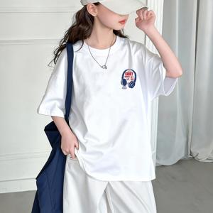 TEMU 여아용 화이트 스타일 패션 의류, 유아 및 어린 아이들을 위한 다용도 반팔 티셔츠