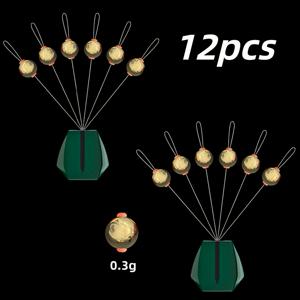 TEMU 12개 자체 잠금 소형 무게 비즈, 아이스 피싱, 전통 스팀 피싱, 미끼, 래프트 피싱을 위한 정교한 낚시 추가 장비