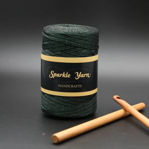 TEMU 5mm 200m 125g 폴라 세렌티 Series, 다크 에머얼드 잉크 그린 얀, 할로우 플랫 리본 얀