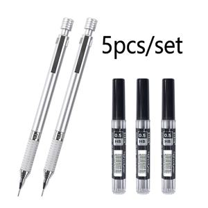 TEMU 0.5/0.7mm 반자동 연필 세트, 스케치, 페인팅 및 사무용 문구에 적합. 가는 필기구 (펜 2개 + 연필심 3개입)
