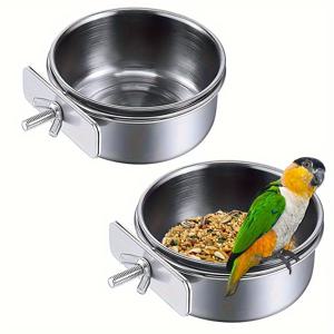 TEMU 2pcs 새 그릇, 두 개의 클립 브래킷, 애완 동물 피더 물 그릇, 새장 피더, 튼튼한 새 음식 그릇과 새 앵무새 피더 물 케이지 그릇