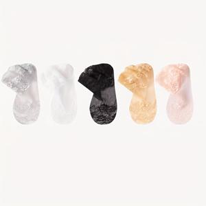 TEMU 봄/여름용 울트라 씬 섹시한 활용도 높은 통기성 레이스 메쉬 발목 양말 5켤레 세트