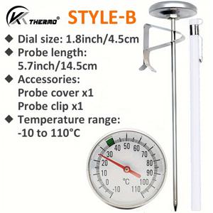 1pc KT THERMO 즉시 읽기 식품 온도계, 스테인레스 스틸 프로브 및 클립 -10 ~ 110°C, 1.8