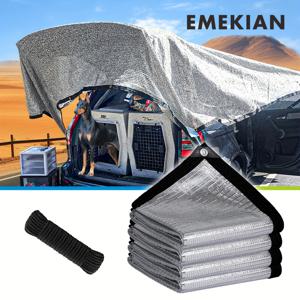 EMEKIAN 은빛 차폐망, 알루미늄 호일 반사망, 야외 햇빛 가리개 원단, UV 저항, 아일렛으로 간편하게 설치 가능, 애완동물 그늘막, 자동차, 테라스 정원, 파빌리온, 캠핑 등에 적합, 1개