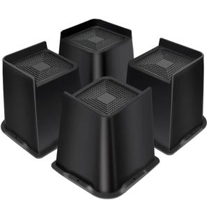TEMU 4개 세트, 특대형 사각형 침대 받침대, 6인치 높이 증가형 고하중 가구 리프터, 최대 6000lbs 고하중 지지대, 가구 받침대, 침대 다리 받침대, 침대, 기숙사 침대, 침대 프레임 다리, 소파, 테이블 다리, 테이블, 의자, 책상, TV 스탠드, 드레서에 적합, 블랙 L자형
