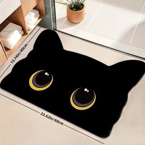 TEMU 1개 귀여운 고양이 퀵 드라이 욕실 러그 욕실 매트 미끄럼 방지 패드 - 흡수성, 두께, 강력한 흡착력, 미끄럼 방지 고무 먼지 바닥 카펫 매트 - 세탁 가능 및 빠른 건조