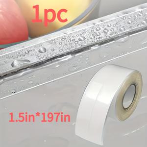 TEMU 1롤 투명한 주방용품, 욕실 사이 밀봉테이프 - 1.5인치 x 197인치 자체접착식 방수성 이끼 저항형 갭필러 스트립. 조리대, 가스레인지, 싱크대를 포함한 다양한 표면에 적합하며, 깔끔한 Weatherstrip으로 사용할 수 있습니다. 또한 가스레인지 측면 보호기, 가스레인지 테이프, 카운터탑 보호기 등 DIY 및 홈개선에도 유용합니다