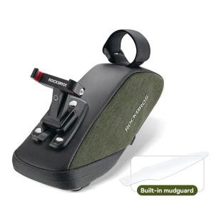 ROCKBROS 0.4L 미니 휴대용 자전거 가방 (사이클링, MTB, 로드 자전거용), 수납 공간 및 머드가드 포함