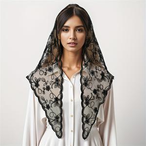 TEMU 프랑스 스타일 블랙 레이스 장식 스카프 1개 - 연장된 우아한 길이 (45x130cm) 후크 꽃 테두리, 결혼식, 파티, 사진 촬영에 적합 - 드레스 & 의상용 가벼운 통기성 스카프