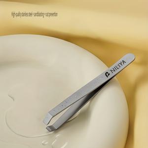 TEMU 1 고정밀 수염 핀셋, NILIYA 브랜드, 5mm 넓은 입구 스테인리스 스틸 소재, 남성용 고정밀 흰색 털 제거. 수염 제거. 눈썹 클립