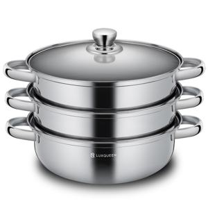 TEMU 렉스퀸 모어 3단찜기 스텐 인덕션 만두찜기 떡 채소찜 찜솥 찜통 냄비 28cm