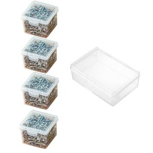 TEMU 5개 세트 (짧은 4개 + 긴 1개) 9.6Cm*7.6Cm*3.5Cm, 8Cm*8Cm*6Cm 하드웨어 부품 공구 상자, 플라스틱 나사, 너트 하드웨어 추가 보관함, 사각 분류 소형 투명 공구 상자, 휴대용 분리형 분류 상자