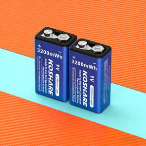 TEMU KOSHARE 9V 3200mWh 충전식 리튬 배터리 2개/4개 세트, Type-C 충전 포트 포함, 안정적인 전압, 오래 지속되고 내구성이 뛰어남, 멀티미터, 일렉트릭 기타, 가스레인지, 온수기를 포함한 다양한 용도에 적합