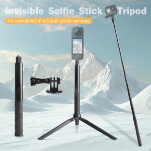 TEMU 2-In-1 알루미늄 합금 투명 셀카봉 및 삼각대 | Insta360 Ace, Ace Pro, Ace Pro 2, Go Ultra, Go 3S, One X2, X3, X4, X5 액션 카메라 호환, 블랙