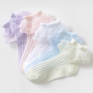 TEMU 5켤레, 5가지 색상, 이중 레이스 공주 양말, 봄/여름에 적합, 1-10세 어린이를 위한, 유아 양말, 여아 양말, 아동 양말, 여아용 양말, 공주 양말, 댄스 양말, 라틴 댄스 양말