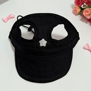 TEMU 반려동물 모자, 사계절 강아지 양산모자, 오각별 패턴 오리부리캡, 견주용 야구캡, 고양이와 강아지 귀 노출형 모자