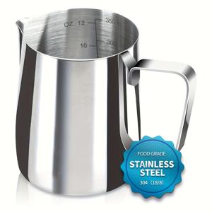 TEMU 1개 12oz/350ml 스테인리스 스틸 폼 포트 | 측정 눈금 포함, 커피 스팀 및 크림 아트에 완벽, 재사용 가능한 다목적 용기