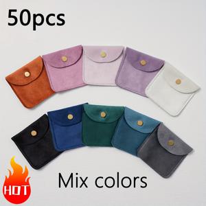 TEMU 반지, 귀걸이, 팔찌, 목걸이를 위한 부드러운 벨벳 주얼리 파우치 50개입, 선물 보관 또는 웨딩 손님용 사탕 봉투로 완벽