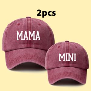TEMU 패밀리 매칭 세트, 엄마 & 아이 콤보 모자, MAMA 레터 프린트 디자인, 2pcs 세트, 아웃도어 활동용 레트로 소프트 탑 아빠와 엄마 조절 가능한 캡, 일상 착용, 낚시, 캠핑 및 스포츠 베이스볼 모자, 가족 선물 추천