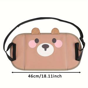 TEMU 귀여운 곰돌이 차량용 발 받침대, 조절 가능한 스트랩, 시트 커버 액세서리 - 브라운 휴대용 발 받침대, 여행 및 사무실 편안함, 지지대가 있는 만화 스타일, 모든 차량에 적합, 이상적인 휴일 선물
