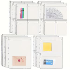 TEMU A4 PVC 9링 링 바인더 파우치 4/8/12개 - 투명하고 내구성 있는 문서 정리 케이스, 아트 , 공예 용품, 상업용 및 학교 수납, 사무용품용4