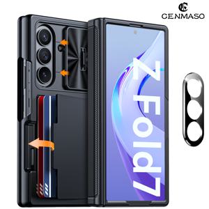 삼성 Z Fold 7 호환 휴대폰 케이스, 듀얼 렌즈 보호기, 멀티 기능 클립, 내장형 렌즈 커버, 힌지 보호기 및 스크린 보호기 포함, 충격 방지 지갑형 케이스, 갤럭시 Z Fold 7 호환