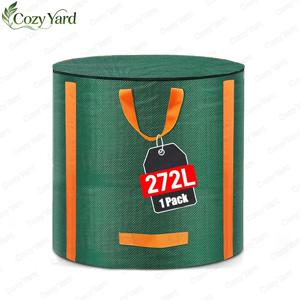 TEMU 1개 정원 쓰레기 봉투, 120L / 272L, 뚜껑이 있는 대형 정원용 봉투, 자립형 그린 컷 봉투, 낙엽 수거용, 가지, 잔디, 잔디 관리, 정원 청소, 야외 쓰레기 보관