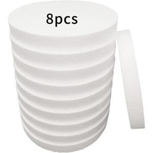 TEMU 8인치 (약 20cm) 8개입 폼 링, 공예에 적합 (1인치 두께), 프로젝트, 케이크 및 장식, 조각, 모형, 미술 및 공예 용품을 위한 폴리스티렌 원형 폼 디스크 (흰색)
