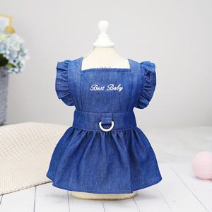 TEMU 1개 강아지 고양이 프린트 폴리에스터 여름 원피스 - 얇은 민소매 레터 디자인 탑, 소형견 및 고양이를 위한 민소매 탱크 탑, 간편한 풀온 스타일