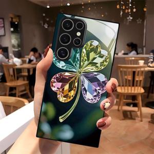 TEMU 패턴 디자인 스타일리시 블랙 유리 휴대폰 케이스, 삼성 갤럭시 S26, S26+, S26 울트라, S25 울트라, S25+, S25, S24 울트라, 24 플러스, S24 FE, S24, S23 울트라, S23+, S23 FE, S23, S22 울트라, S22+, S22, S21 울트라, S21+, S21 FE, S21, S20 울트라용