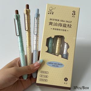 TEMU 3개/박스 재미있는 향기 있는 젤펜 0.5mm 창의적인 속건성 펜 심플한 폴카 도트 블랙펜 학습 및 사무용