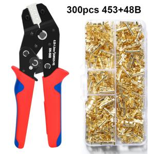 TEMU 300개 453U 타입 와이어 커넥터 압착 단자 0.3-1.5mm² 와이어 커넥터 듀얼 단자 (SN-48B 압착기 포함)