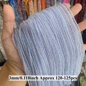 TEMU 120-125개 3mm 천연 파셋 블루 옥 칼세도니 스톤 비즈 라운드 루즈 비즈 주얼리 만들기 DIY 목걸이 팔찌 귀걸이 액세서리 브로쇼 제작용 비쥬 - 주얼리 만들기