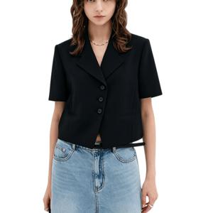TEMU 여름 여성용 스몰 슈트, 반팔 재킷, 프로페셔널 웨어, 업무복, 졸업복, 패셔너블한 다용도 탑