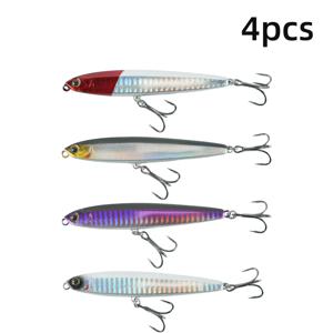 TEMU 4개입 싱킹타입 롱캐스트 펜슬 싱킹 루어, 10cm 24g 베스 트롤링 미끼, 바닷물용 하드베이트, 탑워터 워블러, 스윔베이트, 낚시용품