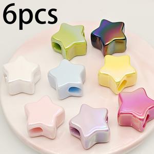 TEMU 21mm 별 모양 대형 구멍 비즈, 랜덤 색상, 주얼리 제작 재료, 키체인, 팔찌, 의류, 휴대폰 체인, 키체인, 가방 펜던트 및 기타 수제 장식으로 사용 가능